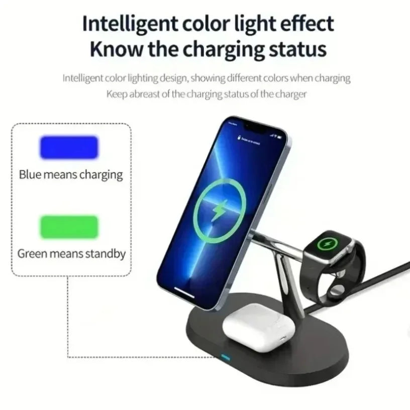 Cargador Inalámbrico De Teléfono Magnético 3 En 1, Base De Carga Rápida Para Magsafe Iphone 16 15 14 13 12 Samsung Apple/Galaxy Watch