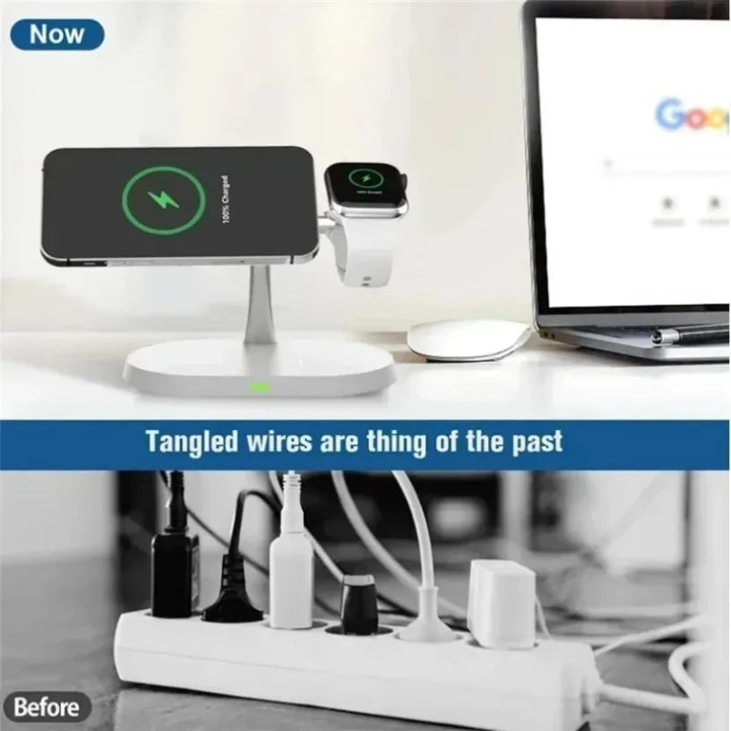 Cargador Inalámbrico De Teléfono Magnético 3 En 1, Base De Carga Rápida Para Magsafe Iphone 16 15 14 13 12 Samsung Apple/Galaxy Watch