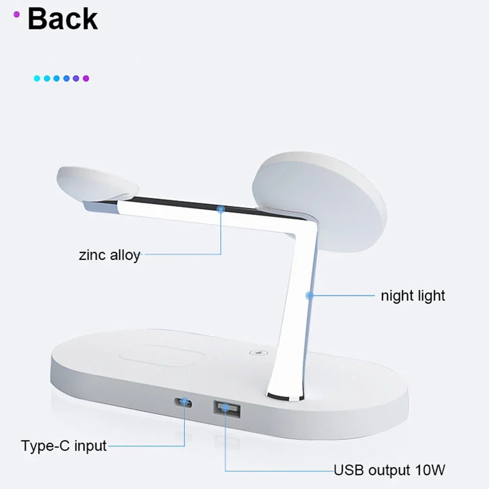 Soporte De Cargador Inalámbrico 3 En 1 Magnético Para Iphone 12 13 14 15 Estación De Carga Rápida Para Apple Watch 9 8 7 6 5 Airpods 2 3 Pro
