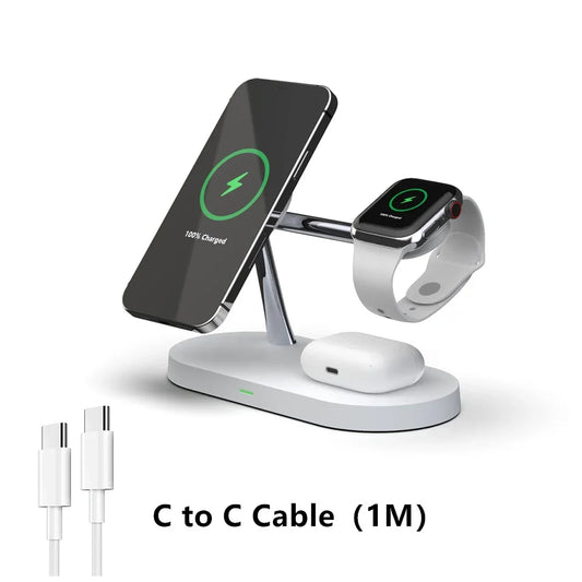 Soporte De Cargador Inalámbrico 3 En 1 Magnético Para Iphone 12 13 14 15 Estación De Carga Rápida Para Apple Watch 9 8 7 6 5 Airpods 2 3 Pro