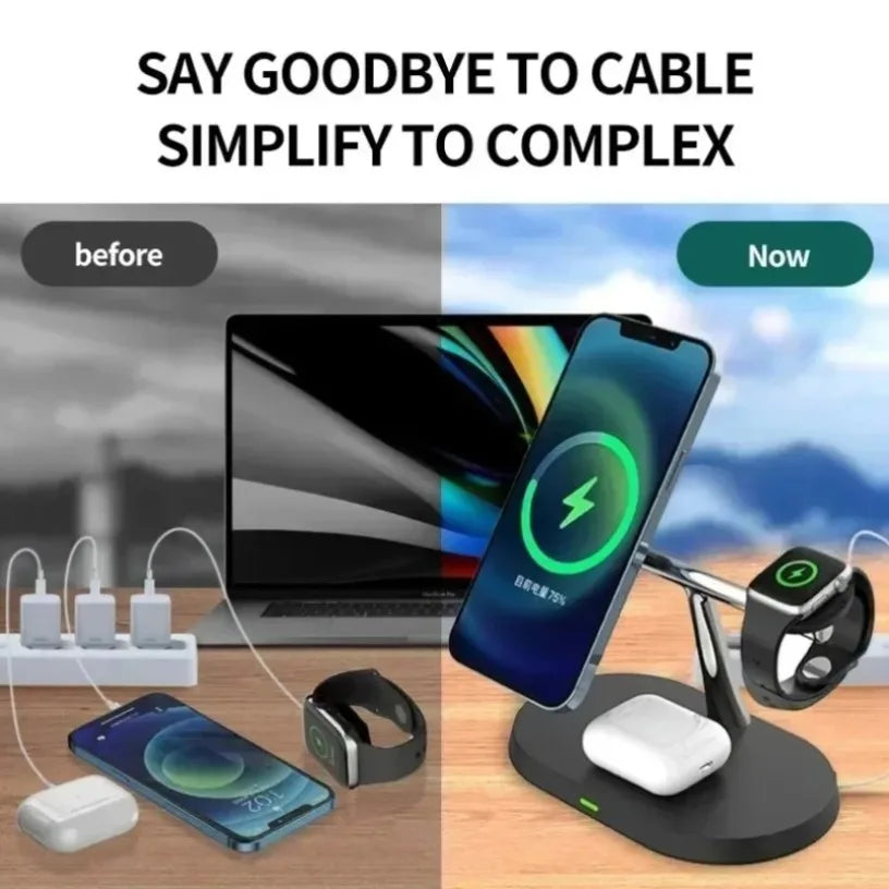 Cargador Inalámbrico De Teléfono Magnético 3 En 1, Base De Carga Rápida Para Magsafe Iphone 16 15 14 13 12 Samsung Apple/Galaxy Watch