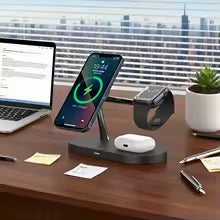 Soporte De Cargador Inalámbrico 3 En 1 Para Iphone 12 13 14 15 16 Estación De Carga Rápida Para Apple Watch 10 9 8 7 6 5 4 Airpods 2 3 Pro