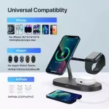 Soporte De Cargador Inalámbrico 3 En 1 Para Iphone 12 13 14 15 16 Estación De Carga Rápida Para Apple Watch 10 9 8 7 6 5 4 Airpods 2 3 Pro